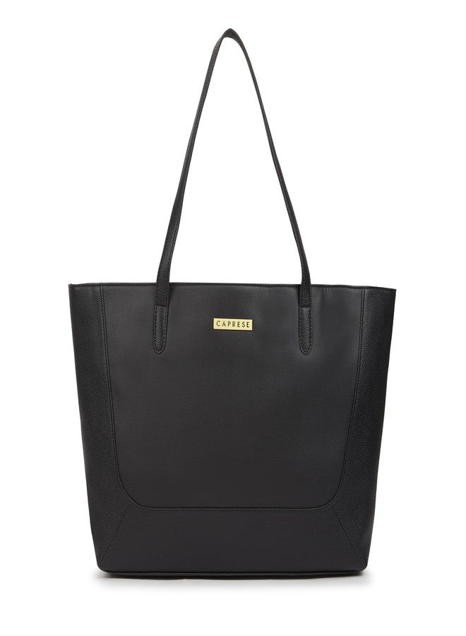 كابريس حقيبة حمل كبيرة من كابريس يوركي، مناسبة لأجهزة الكمبيوتر المحمولة مقاس 14 بوصة، للنساء | أنيقة ومتينة وواسعة مع جيوب متعددة وجيب خلفي بسحاب للعمل والسفر والاستخدام اليومي (أسود) - Image 1